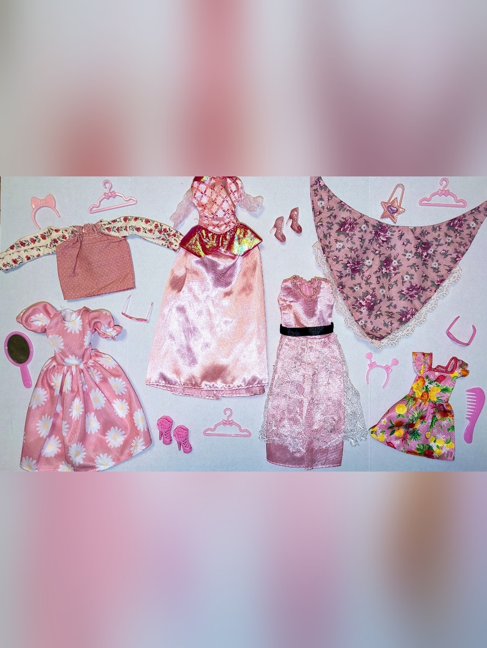 Lot of Barbie Size Clothing, Pink
